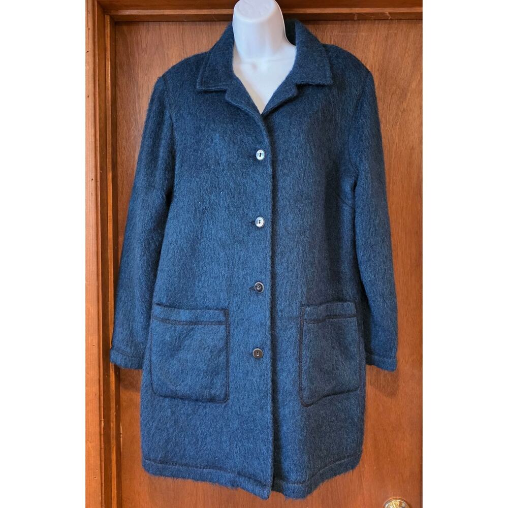 Democracy blue wool button up pea coat sz M